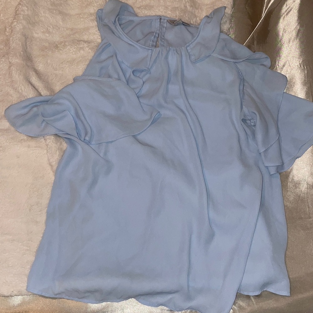 Light blue dress shirt with cut outs